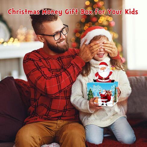 Christmas Money Box for Cash Gift Pull, Surprise Money Holder Cash Gift for Kids Adults, DIY Fun Holiday Cash Box for Women Men Girls Boys Mom Dad Friends, Includes 100Pcs Transparent Bags in Saudi Arabia