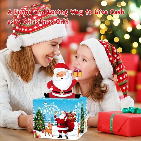 Christmas Money Box for Cash Gift Pull, Surprise Money Holder Cash Gift for Kids Adults, DIY Fun Holiday Cash Box for Women Men Girls Boys Mom Dad Friends, Includes 100Pcs Transparent Bags in Saudi Arabia
