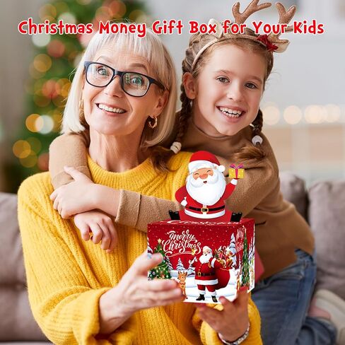 Christmas Money Box for Cash Gift Pull, Surprise Money Holder Cash Gift for Kids Adults, DIY Fun Holiday Cash Box for Women Men Girls Boys Mom Dad Friends, Includes 100Pcs Transparent Bags in Saudi Arabia