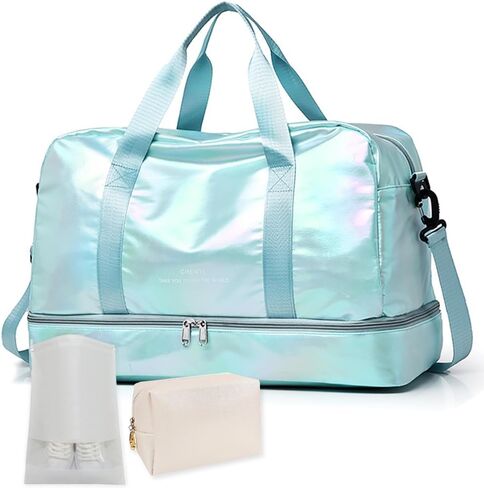 Gym Bag for Women Sports Travel Duffel Bag with Toiletry Bag Weekender Overnight Carry On Bag with Shoes Compartment Wet Pocket for Girls Yoga Workout Swim Bags Yellow in Saudi Arabia