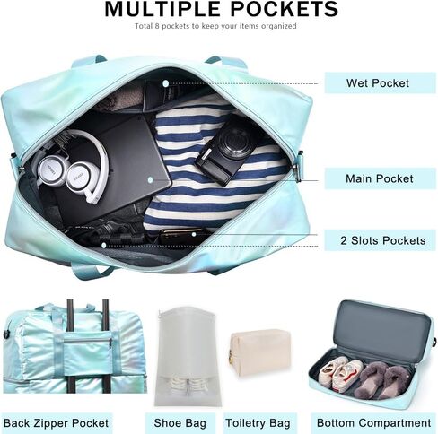 Gym Bag for Women Sports Travel Duffel Bag with Toiletry Bag Weekender Overnight Carry On Bag with Shoes Compartment Wet Pocket for Girls Yoga Workout Swim Bags Yellow in Saudi Arabia