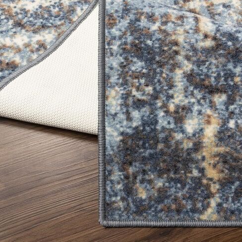 Superior Indoor Area Rug, Non-Slip Foam Backing for Kids or Pets, Entry, Living Room, Kitchen, Dorm, Bedroom, Hallway, Plush Rugs, Vintage Abstract Medallion, Salford Collection, 10' x 14', Blue-Beige in Saudi Arabia