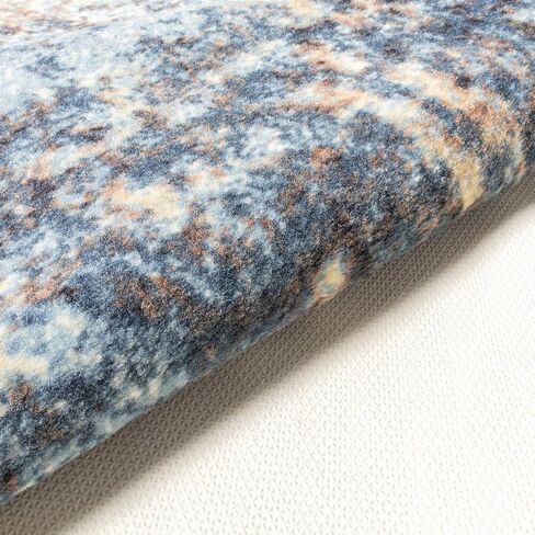 Superior Indoor Area Rug, Non-Slip Foam Backing for Kids or Pets, Entry, Living Room, Kitchen, Dorm, Bedroom, Hallway, Plush Rugs, Vintage Abstract Medallion, Salford Collection, 10' x 14', Blue-Beige in Saudi Arabia