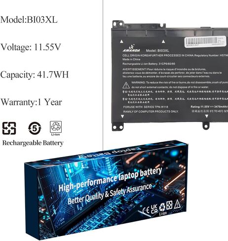 Amanda SS03XL 933321-855 Battery for HP EliteBook 840 G5 G6 EliteBook 730 735 740 745 830 836 846 G5 EliteBook 735 745 830 840 G6 Zbook 14U G6 Series HSN-I12C HSTNN in Saudi Arabia