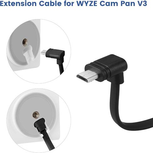 60 ft Cable for WYZE Cam Pan V3 Camera, Outdoor Power Adapter with Micro USB 90 Degree, White in Saudi Arabia