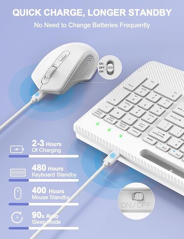 Wireless Keyboard and Mouse Combo, Ergonomic Keyboard with Wrist Rest, Phone Holder, Sleep Mode, 2.4G Lag-Free Rechargeable Compact Silent Cordless Keyboard Mouse for Windows, Mac, PC (Grey Black) in Saudi Arabia