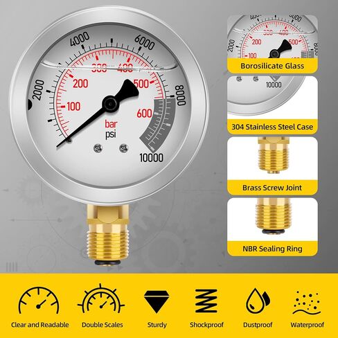 Hydraulic Pressure Test Kit with 5 Gauges(10/100/250/400/600bar) 13 Test Couplings 14 Tee Connectors 5 Test Hoses, Hydraulic Nitrogen Gauge Tester Set for Excavator Construction Machinery Mine in Kuwait