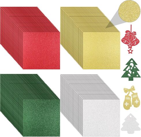 80 Sheets Glitter Cardstock Paper 12 x 12 Colored Cardstock Paper Double-Sided Glitter Paper Glitter Card Stock 250 GSM Heavyweight Sparkly Cardstock for Cricut Craft DIY Card Making, 8 Colors in Saudi Arabia