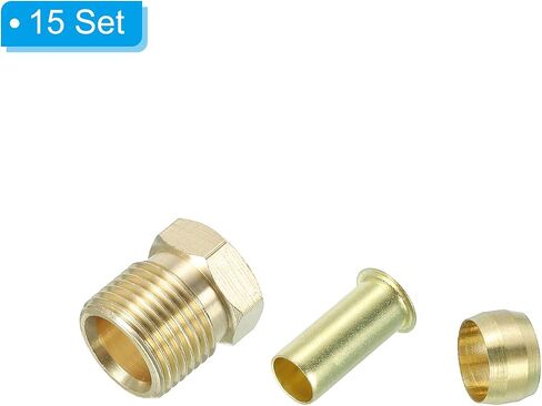 PATIKIL 6mm ID 8mm OD Tube Compression Assortment Kit, 10 Set Brass Compression Sleeve Ferrule & Insert & Nut for Water Oil Air Pipe in Saudi Arabia