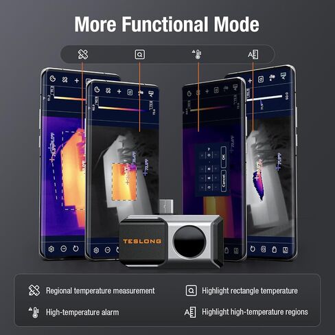 Teslong 160x120 Thermal Camera for Android - Thermal Imaging Camera,50mK Heat Sensitivity, 5℉ to 1112℉ Testing Range, 6 Color Palettes, Works for Smartphones and Tablets & PC(Not for iOS) in Saudi Arabia