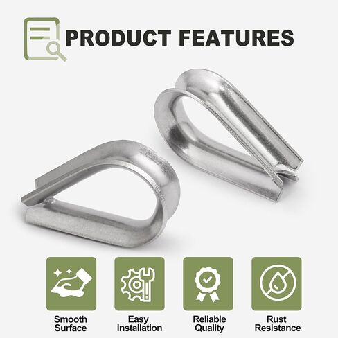 M12 Wire Rope Thimble, 304 Stainless Steel Thimble for 7/16-1/2 Inch Diameter Wire Rope, 4 Pieces in Kuwait