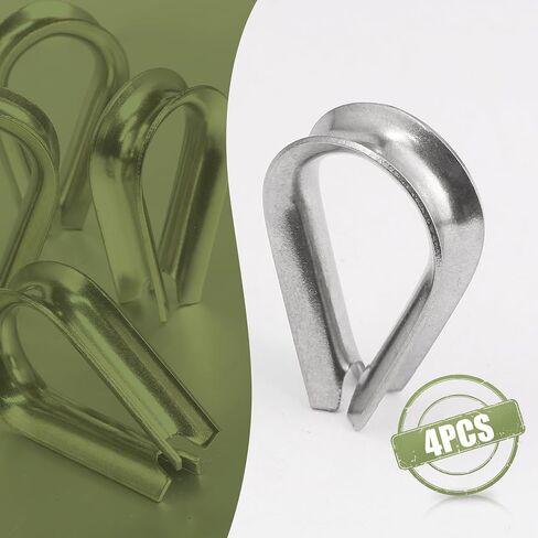 M12 Wire Rope Thimble, 304 Stainless Steel Thimble for 7/16-1/2 Inch Diameter Wire Rope, 4 Pieces in Kuwait