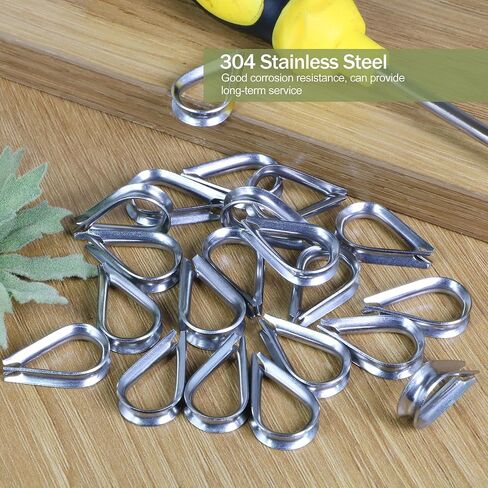 M12 Wire Rope Thimble, 304 Stainless Steel Thimble for 7/16-1/2 Inch Diameter Wire Rope, 4 Pieces in Kuwait