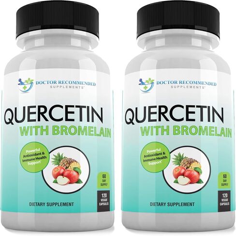 DOCTOR RECOMMENDED SUPPLEMENTS Quercetin 800mg w/Bromelain 165mg Per Serving- 120 Veggie Capsules-Full 60 Day Supply, Vitamin Supplement, Bioflavonoids, Gluten Free, Non-GMO (Pack of 3) in Saudi Arabia