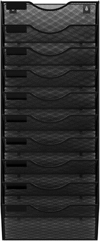 12 Tier Hanging File Holder, Metal Wall File Organizer, Hanging File Organizer for Office, Mail Organizer Wall Mounted, Convenient Office Organization, Black in Saudi Arabia
