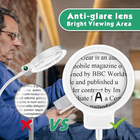 10X 30X Floor Magnifying Glass with Light and Stand,36 LED Flexible Gooseneck Floor Magnifying Lamp, Adjustable Brightness Large Lighted Magnifiers for Reading,Sewing,Crafts,Painting,DIY,Close Work in Saudi Arabia