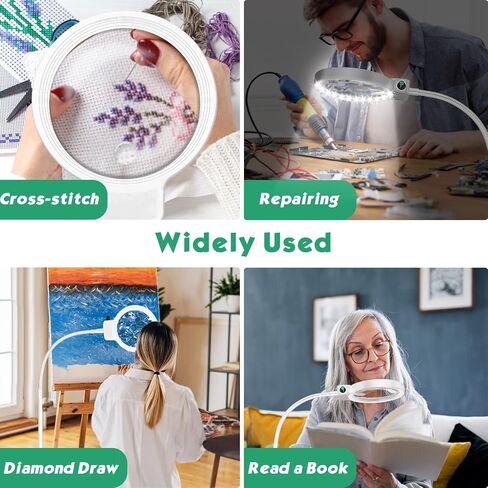 10X 30X Floor Magnifying Glass with Light and Stand,36 LED Flexible Gooseneck Floor Magnifying Lamp, Adjustable Brightness Large Lighted Magnifiers for Reading,Sewing,Crafts,Painting,DIY,Close Work in Saudi Arabia