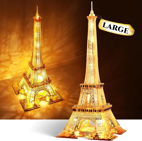 21 Inch Eiffel Tower LED 3D Puzzle – Sparkle LED 3D Architecture Building Model - Landmark of Paris at Night - 3D Acrylic Puzzle Décor Lamp Atmosphere Lighting in Saudi Arabia