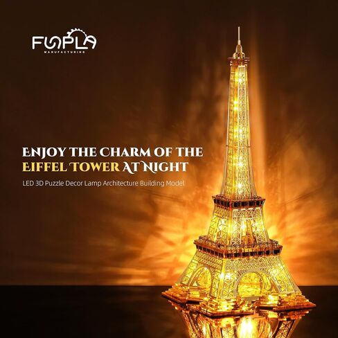 21 Inch Eiffel Tower LED 3D Puzzle – Sparkle LED 3D Architecture Building Model - Landmark of Paris at Night - 3D Acrylic Puzzle Décor Lamp Atmosphere Lighting in Saudi Arabia