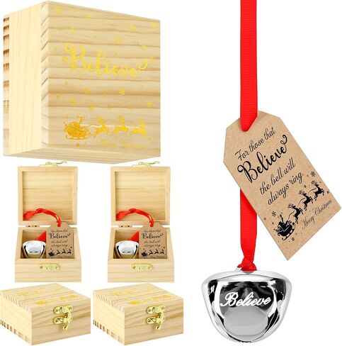 Ceenna 2 Sets 2 Sets Christmas Believe Bell Gifts Magical Polar Bells Ornaments Bulk Santa Sleigh Bells Christmas Train Ride Family Movie Gifts Keepsake Christmas Stocking Stuffers Tree Decor (Brown) in Saudi Arabia