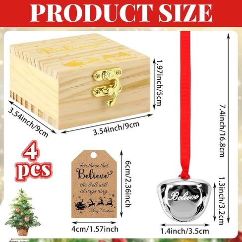 Ceenna 2 Sets 2 Sets Christmas Believe Bell Gifts Magical Polar Bells Ornaments Bulk Santa Sleigh Bells Christmas Train Ride Family Movie Gifts Keepsake Christmas Stocking Stuffers Tree Decor (Brown) in Saudi Arabia
