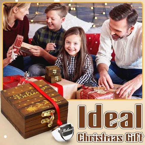 Ceenna 2 Sets 2 Sets Christmas Believe Bell Gifts Magical Polar Bells Ornaments Bulk Santa Sleigh Bells Christmas Train Ride Family Movie Gifts Keepsake Christmas Stocking Stuffers Tree Decor (Brown) in Saudi Arabia