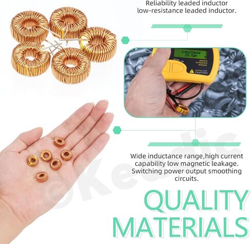 Keadic 20Pcs Vertical Toroid Magnetic Inductor Assortment Set 22uH 50uH 100uH 220uH 330uH Copper Wire Wind Wound Inductance Copper Coil for Transformers DIY Circuit Board in Saudi Arabia