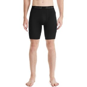 Runhit Men's Compression Shorts with Pockets – 9" Performance Athletic Shorts for Workouts Sports Running Spandex Underwear