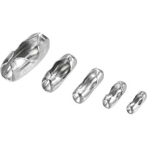 MECCANIXITY Ball Chain Connector, 1.5mm 2mm 2.4mm 3.2mm 4mm Chains Clasp Crimp Clips Beaded Link 304 Stainless Steel Connection, 10 Pack Each Size, 1 Set