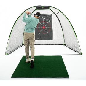 Hitting Net 10' x 7' with Target Knotless Golf Net for Indoor and Outdoor Practice - Arrives Ready to Assemble and Use