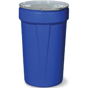 Eagle 30 Gallon High Density Polyethylene Lab Pack Barrel Drum with Metal Lever-Lock Lid, 28.5" Height, 21.25" Diameter, Blue, 1601MB
