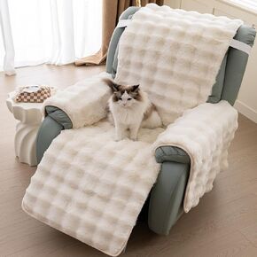 LiveGo Thick Rabbit Plush Recliner Slipcover 23 Inches Chair Covers Lazy Boy Recliner Chair Cover Quilted Cover for Recliner Chairs and Furniture (Dark Gray)