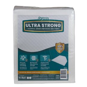 Disposable Underpads Ultra Strong Hospital-Grade Rip-Resistant Incontinence Bed Pads for Adult Healthcare and Repositioning, Heavy Duty Absorbency Protection, 30 x 36", 15pads