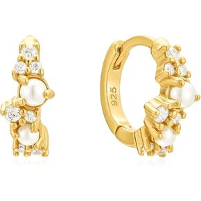 CAITLYNMINIMALIST Diamond Huggies Small Mini Hoop Earrings for Women Sterling Silver ∙ 18K Gold Gift for Women