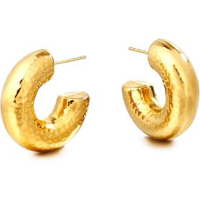 Gold hoop earrings for women 14K gold plated minimalist lightweight open thin hoops star earrings gift for women trendy