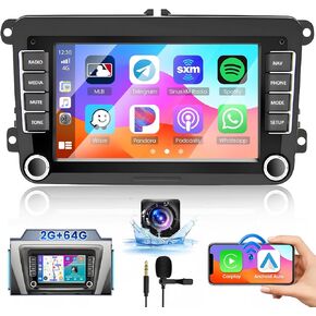 for VW Seat Passat Golf Tiguann Jetta Polo Skoda Android Car Stereo 2GB+64GB 9 Inch Touchscreen Android Radio with Carplay Android Auto GPS Navigation Backup Camera WiFi SWC RCA HiFi Microphone