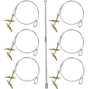 6-Pack Ground Earth Anchors with Drive Steel Tool - 30" x 1/8" Cable Hook Anchors for Sheds, Greenhouses, Carports, Gazebos, Tents, Swing Sets, and More. (Single Layer)