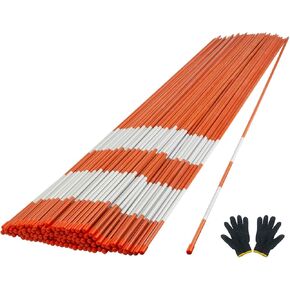 Driveway Markers, 32 PCS Snow Stakes 5/16" Snow Poles with White Reflective Film, Snow Plow Markers, Snow Poles (32 Packs)