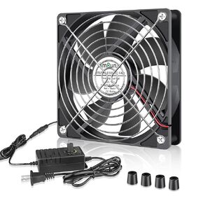 120mm x 4 Computer Fan with AC Plug Variable Speed 110V - 240V DIY Small Window Fan and for Mining Rig, AV Cabinets, Home Theater, Refrigerator, Greenhouse Cooling