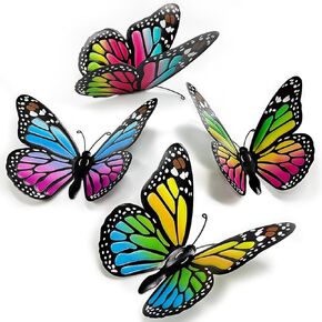 EOORAU Metal Butterfly Wall Decor - 3 Pcs Butterflies Wall Sculpture Hanging Decorations for Indoor Outdoor Fences Patio Yard Fence Garden Decoration, Mother's Day, Father's Day Gifts