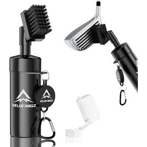 VELOFANZ Golf Club Cleaner Brush, with Retractable Clip Hold, Leakproof 5oz Press Water Bottle, Easy Cleaning with Nylon Bristles, Essentials Golf Accessories, Perfect Golf Gift for Men/Women