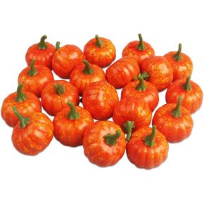 20Pcs Mini Artificial Pumpkins Very Realistic Autumn Pumpkin Decorations Fall Pumpkin Decorations for Fall Wedding Halloween Thanksgiving Tabletop Autumn Harvest Decorations