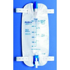Teleflex Easy-Tap Leg Bag, Medium, 19 oz, 500 ml, 18 Tubing, Anti-Reflux Valve, Cloth Straps, Easy Flip Drain (Pack of 5), White