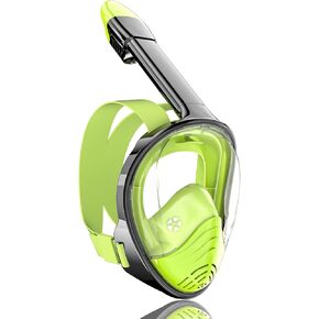 QingSong Full Face Snorkel Mask for Adults, Snorkeling Gear with Camera Mount, 180 Degree Panoramic View Snorkel Set Anti-Fog Anti-Leak