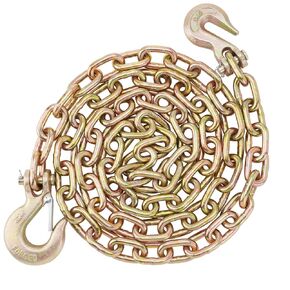 3/8" Binder Chain with Clevis Grab Hooks, 8 FT Trailer Safety Chain, Grade 70 Standard Duty Transport Tow Chain 6,600 Pound Safe Working Load