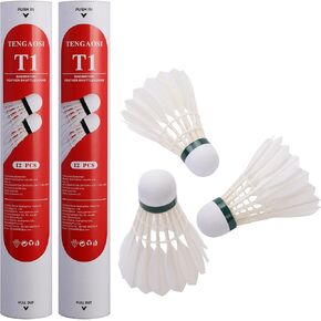 Duck Feather Badminton Shuttlecocks with Great Stability and Durability, with Speed 77 Badminton Birdies for Outdoor and Indoor, Shuttlecock Feather