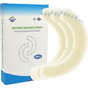 20 PCS Elastic Ostomy Barrier Strips, Medical Hydrocolloid Waterproof Adhesive Tapes, Barrier Strips for Ostomy Bag, Ostomy Supplies Barrier Extenders for Colostomy Ileostomy Urostomy Stoma Care