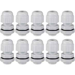 100 Pcs PG7 Thread lengthening Cable Glands 3-6.6mm Cable Connectors Plastic Nylon Wire Protectors Joints Waterproof Adjustable White with Gaskets