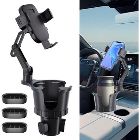 حامل أكواب للهاتف - موسع حامل أكواب السيارة 2 في 1، حامل هاتف خلوي عالمي قابل للتعديل معقوفة مناسب لهاتف iPhone وAndroid وجميع الهواتف الذكية in Kuwait