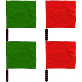 Operitacx 4Pcs Referee Flags, Stainless Steel Hand Flag with Sponge Handle, Green Red Soccer Referee Flags for Football Volleyball Sports